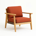 Holz Sessel mit Polyesterbezug Rostorange