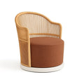 Rattan Drehstuhl mit Stoffpolsterung Braun