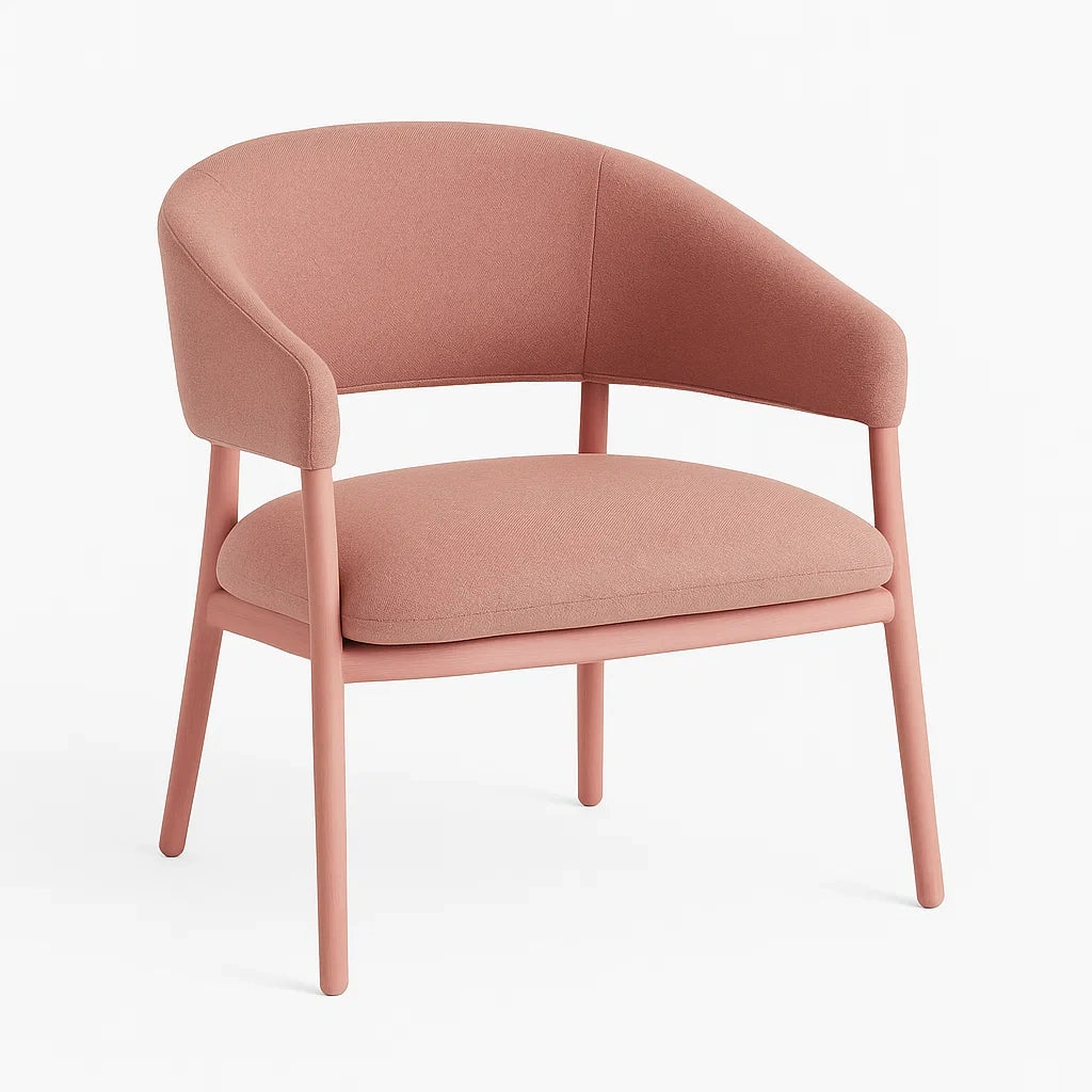 Sessel mit Armlehnen aus rosa Polyestergewebe