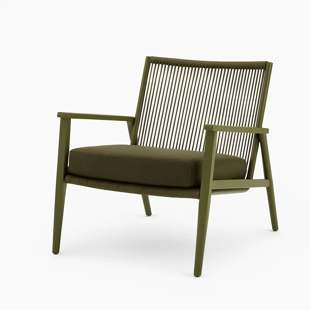 Outdoor-Sessel Aluminium Olivgrün mit Polyesterpolster