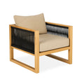 Outdoor-Sessel Holzrahmen Schwarz Seil Beige Polster