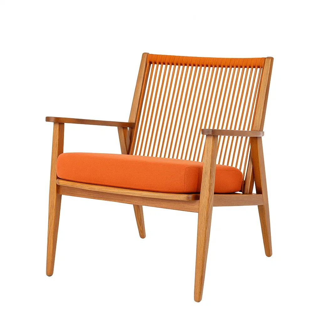 Holzarmlehnensessel mit Polyesterkissen, Orange