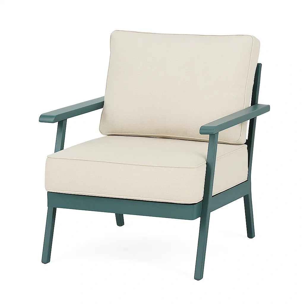 Sessel mit Metallrahmen und Polyesterbezug in Beige
