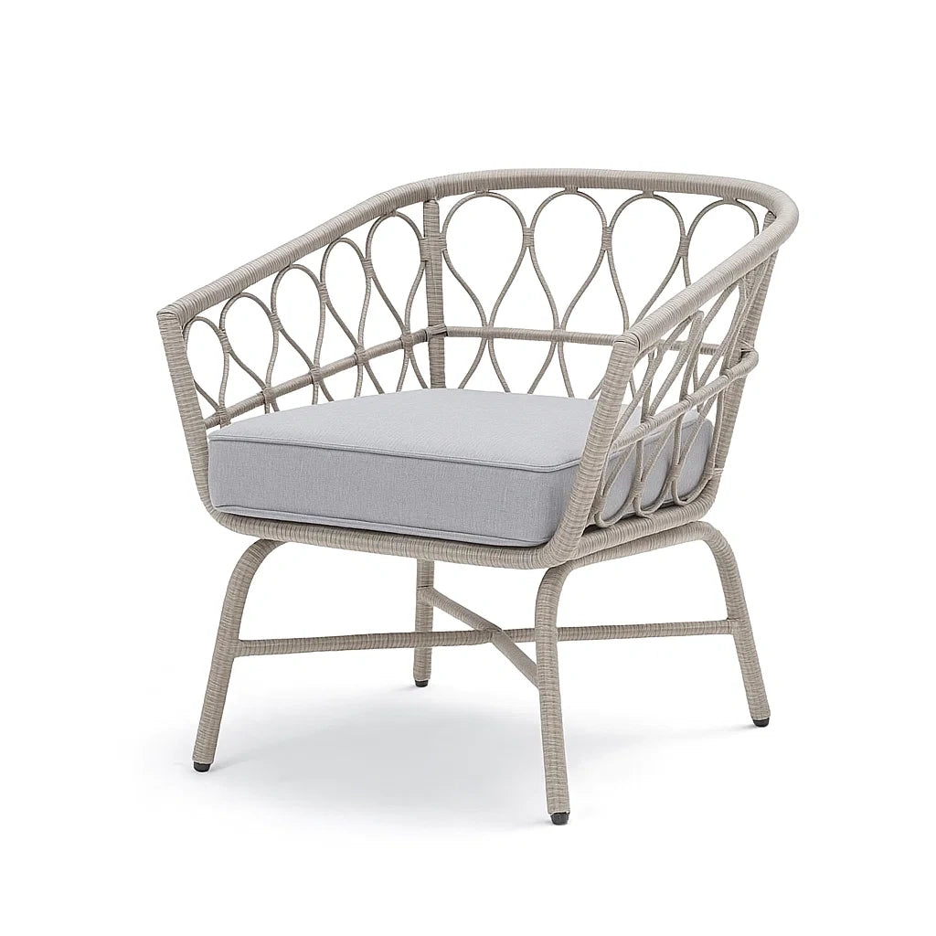 Rattan Stuhl Hellgrau mit Polster 67x72x76 cm