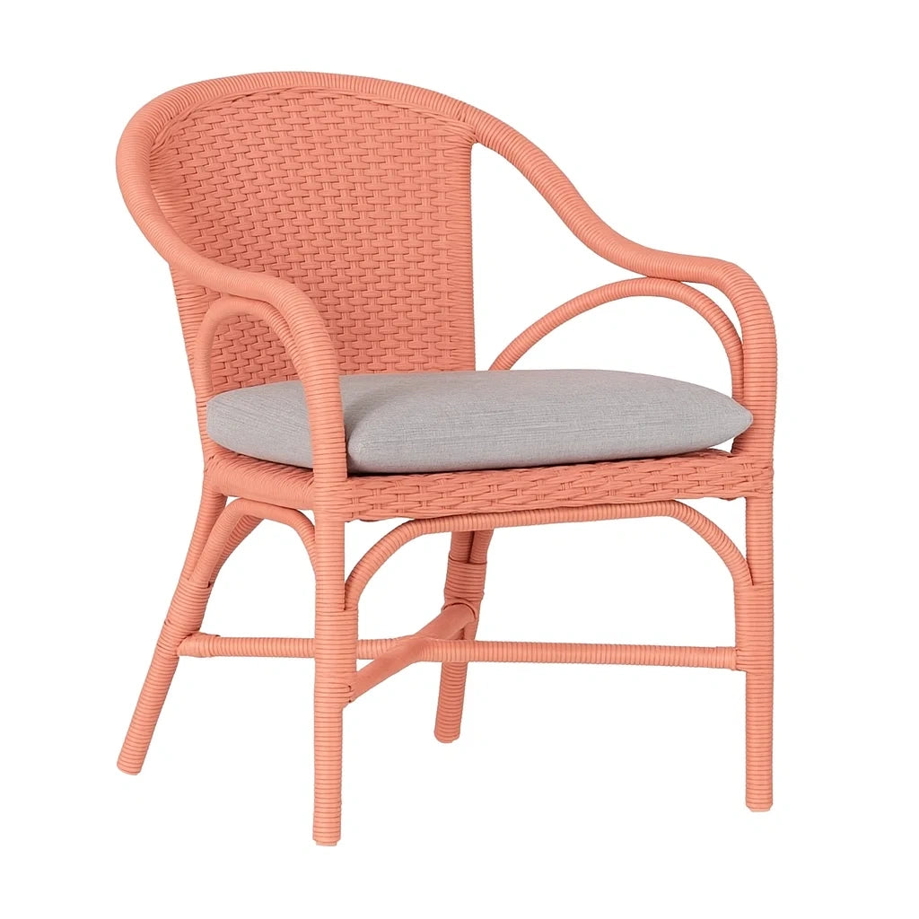 Stuhl aus PE-Rattan mit Polyesterkissen, Korallenrot