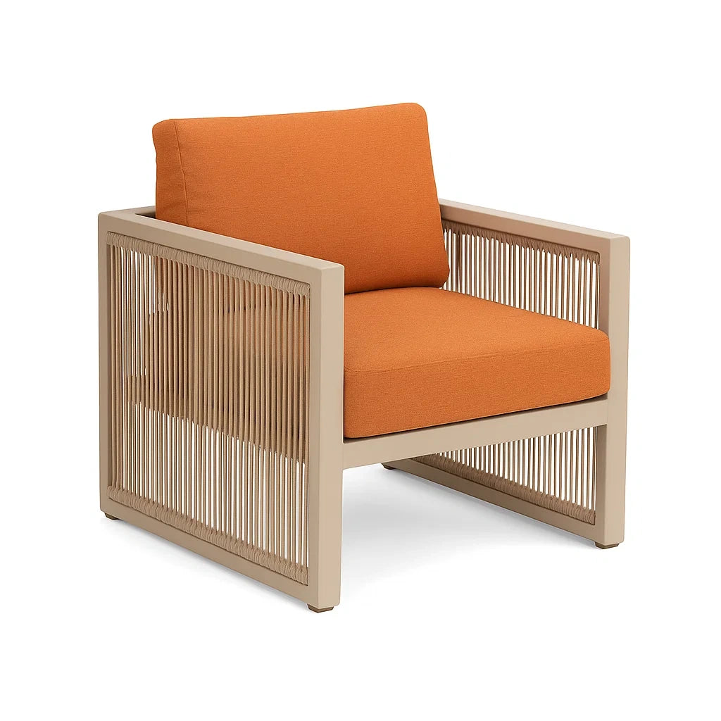 Outdoor Sessel Aluminium mit Polyesterkissen Orange 75 cm