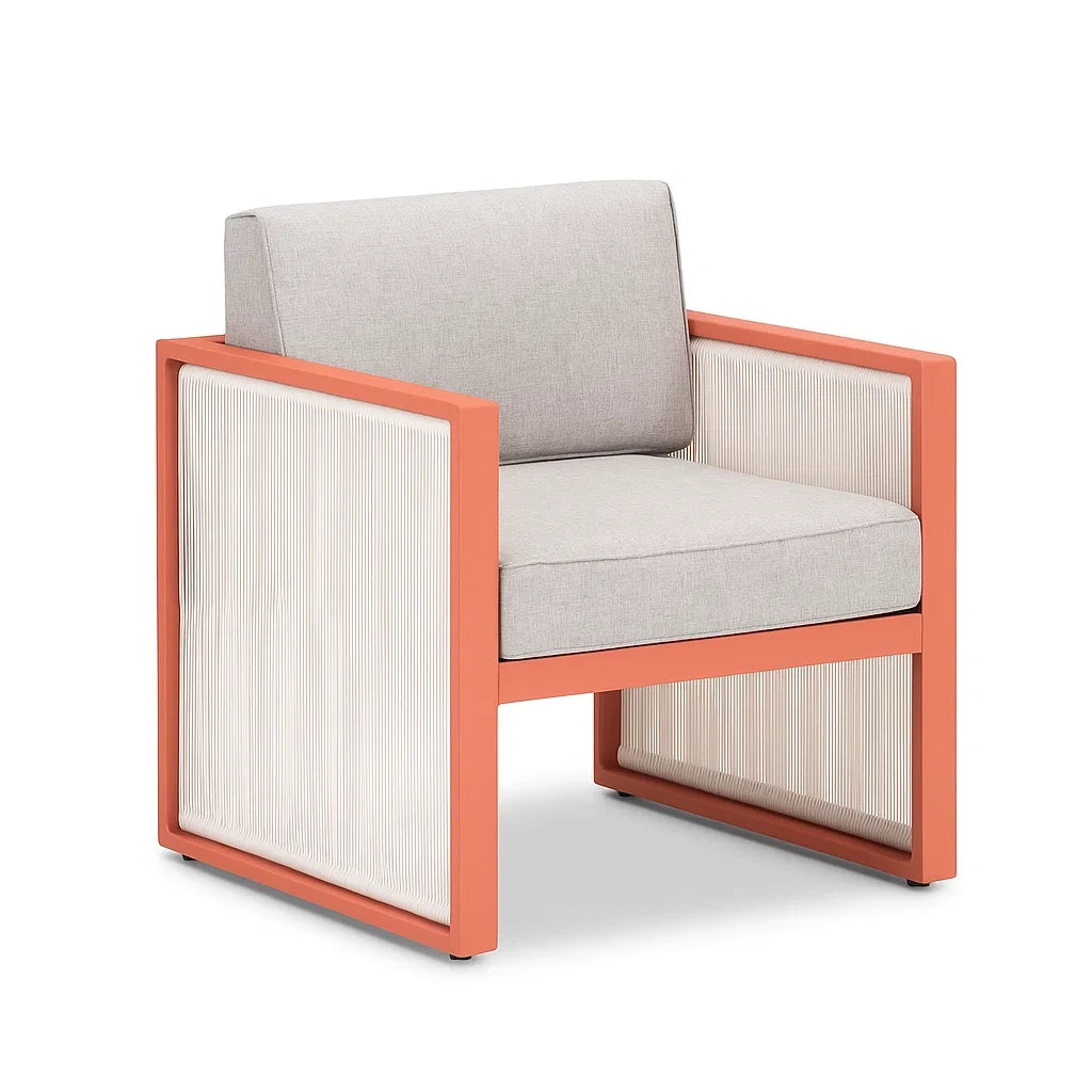 Sessel aus Aluminium mit Polyesterbezug in Orange und Grau