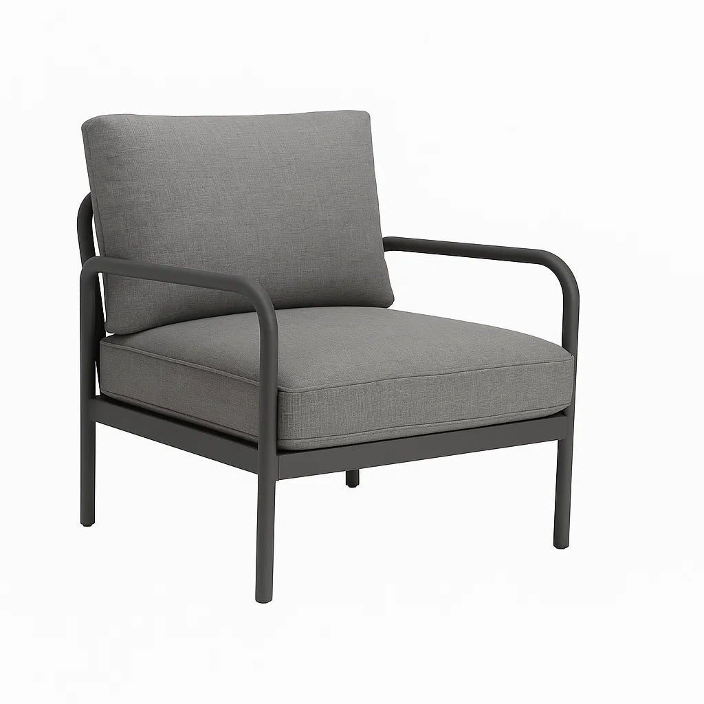 Aluminiumsessel mit Polyesterkissen, Grau