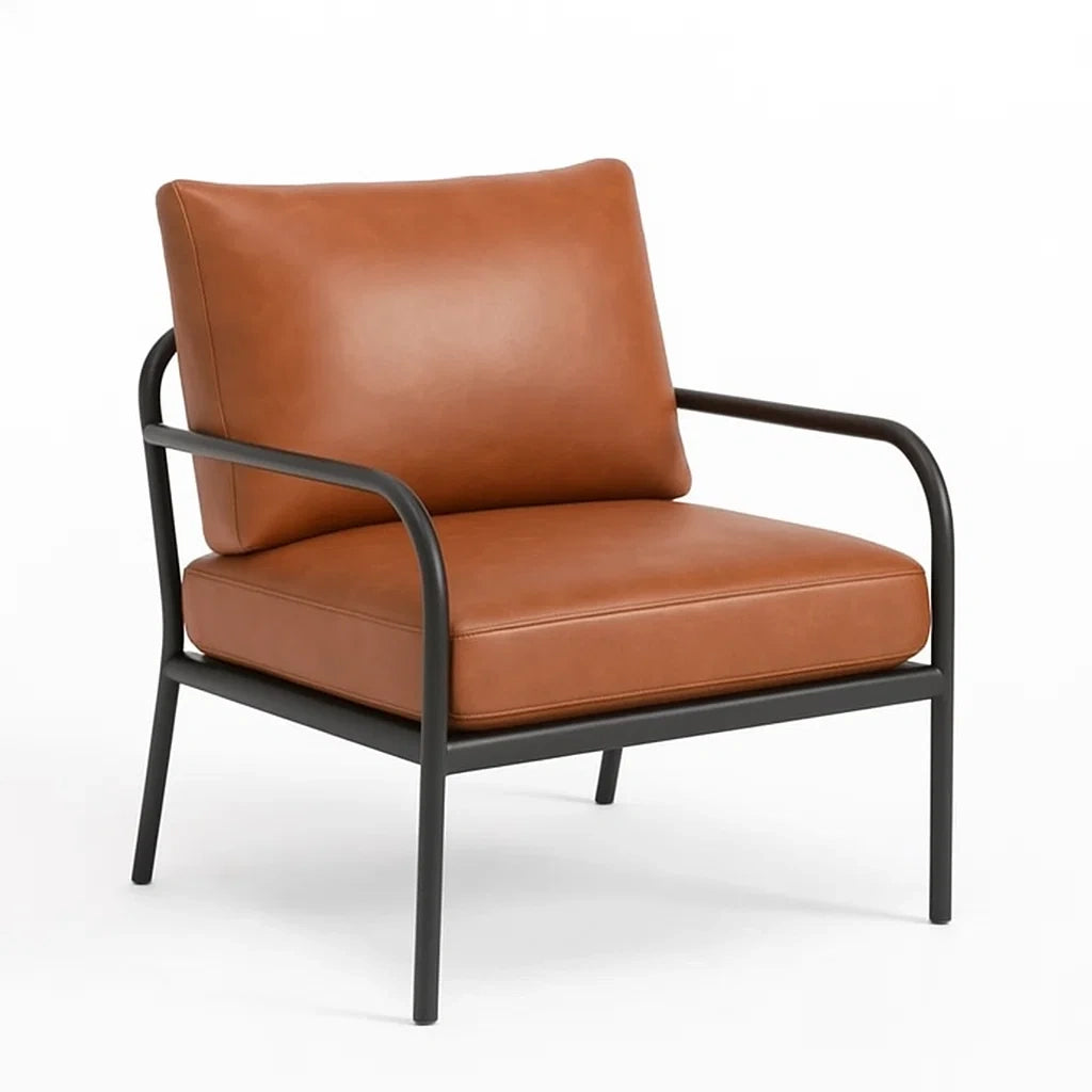 Stahlrahmen Sessel mit PU-Leder in Braun